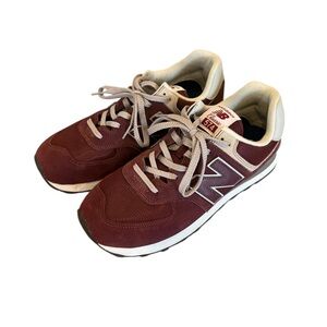 New Balance Maroon and White Sneakers 574
